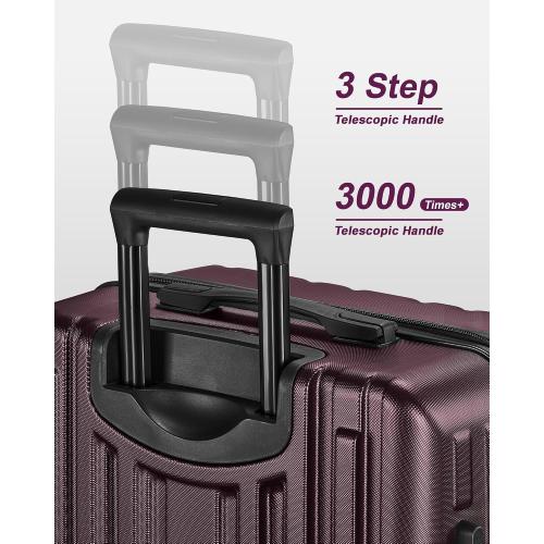 Size 28 inch Color Red Luggage Hardside Lightweight Suitcase with Spinner Wheels TSA Lock for Travel Business,Wine