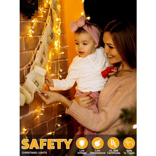 Outdoor String Lights 1200LED 196FT, 8 Modes Dimmable Fairy Lights with Remote and Timer, Waterproof String Lights for Festive Decoration Indoor Wedding Party Holiday (Warm White)