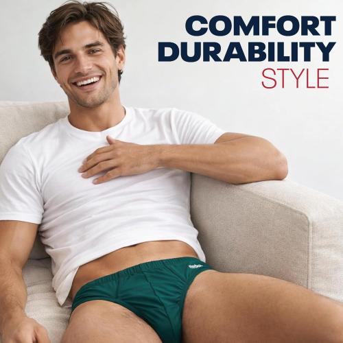Reebok Mens Low Rise Briefs - 5 Pack Athletic Performance Mens Underwear Briefs with Contour Support Pouch for Gym Daily Wear