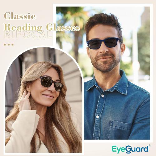 EYEGUARD 3 Pack Bifocal Reading Sunglasses for Men and Women Sun Readers UV400 Protection Outdoor Reading Glasses
