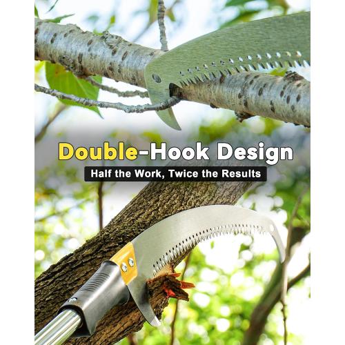 14.5FT Pole Saw with Adjustable Length for Tree Trimming, Lightweight Manual Pruning Saw with Mn Steel Blade, Long Extension Branch Cutter Pole Pruner for Yard, Garden, Patio & Forestry Use