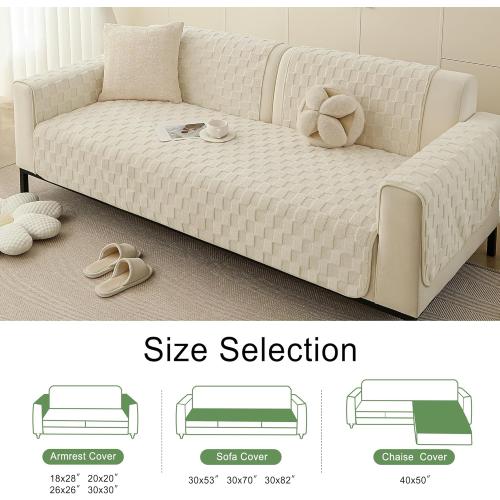 Foxdecor Couch Covers for 3 Cushion Couch Sofa Pet Friendly, Funny Fuzzy Pet Couch Covers, Anti Slip Sofa Covers Dog Cover for Couch Protector. (Cream White, 30x70 inch)