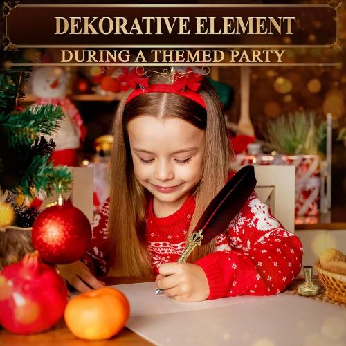 Red Feather Quill Pen and Ink Set - 11.4 Antique Feather Pen and Ink Set with Stainless Steel Nib for Calligraphy Practice, Drawing & Signatures - Designed for Beginners and Calligraphy Enthusiasts