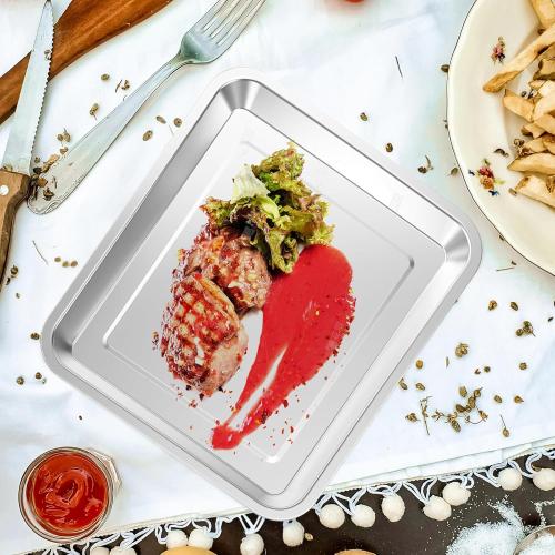 2-Pack Baking Sheet Set Stainless Steel, 12.4x11 Air Fryer Pan Replacement Tray for Cuisinart Air Fryer TOA-060 and TOA-065 TOA-70 Toaster Oven Tray Accessories Parts for Cooking Baked and Broiling