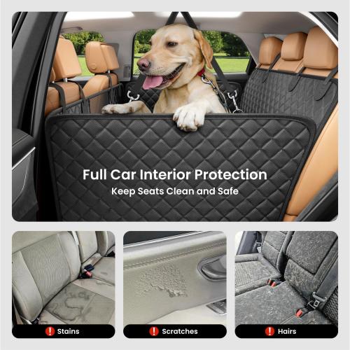 REEVAA Dog Car Seat Cover for Back Seat, Hard Bottom Dog Hammock, Pet Bed Extender for 2-4 Large/Medium Dogs, Waterproof Seat Protector, Universal L Size Fits for SUV Medium Truck, Black
