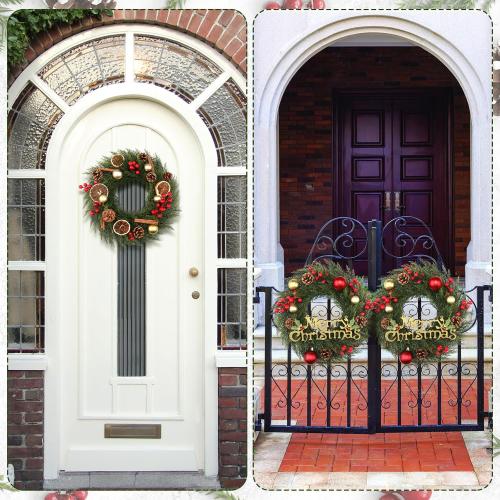 Zeyune 8 Pcs Christmas DIY Green Wreath 14 Inch Artificial Christmas Wreaths Faux Plain Wreaths for Decorating Front Door Window Room Farmhouse Xmas Party Indoor Outdoor (Elegant Style)