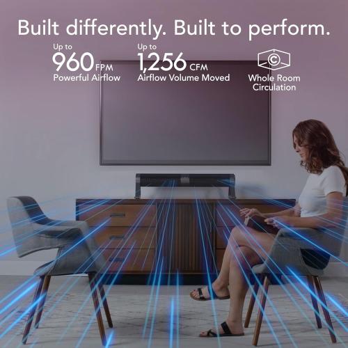 Vornado Airbar 4 Tower Fan and Horizontal Air Circulator with Remote Control, 35-Inch, 3 Speed Settings, Multi-Directional Airflow, Touch Control, Versatile Cooling Power, Magnetic Base, Black