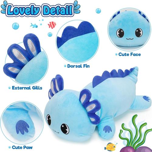 Officygnet Axolotl Plush, 13 Soft Stuffed Animal Plush Toy, Cute Axolotl Plushies Pillow, Kawaii Plushies Dolls for Kids, Blue Axolotl Gift for Girls Boys
