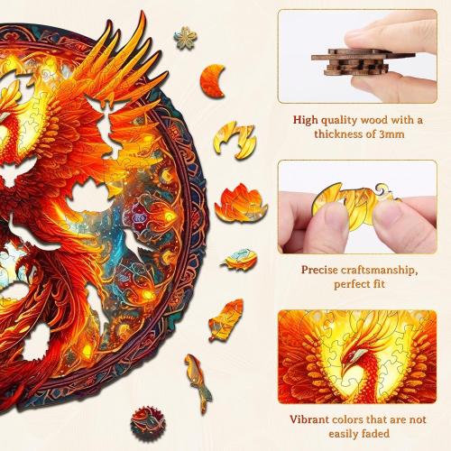 KAAYEE Wooden Jigsaw Puzzles-Wooden Puzzle Adult Unique Shape Advanced Phoenix Wooden Jigsaw Puzzle for Adult, Fathers Mothers Day Gifts14.9 * 13.8in 290pcs,Chritmas Gift