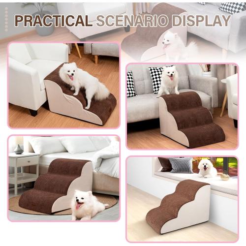Dog Stairs for Small Dogs, Dog Ramp for Bed with 2 Colors Pet Stairs, Pet Stairs for High Beds, Dog Steps for Bed, Stairs for Dogs to Get on Bed (Pink)