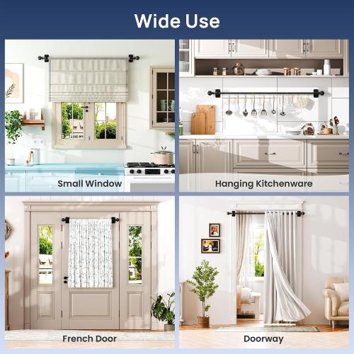 ENJOYBASICS Curtain Rods No Drilling for Renter, 28-47 Adjustable, Black