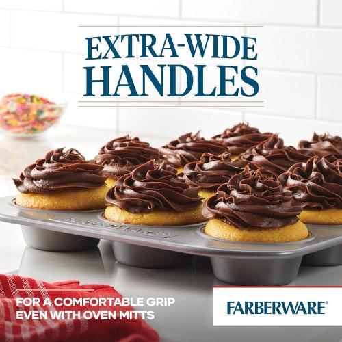 Farberware Bakeware Nonstick Muffin Pan, 12-Cup, Cupcake Baking Pan, Gray ‼️mild stains‼️