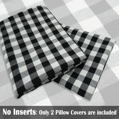 CARRIE HOME Black Plaid Throw Pillow Covers 18x18 Set of 2 Black and White Gingham Pillow Covers 18x18 Farmhouse Decor for Bedroom and Christmas Holiday