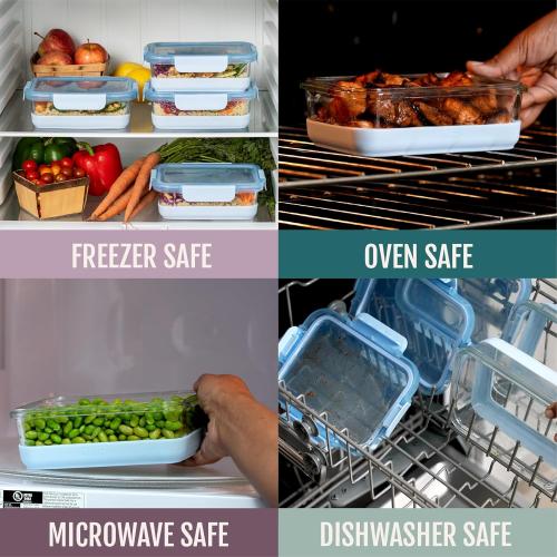 Ello Duraglass Refresh 3.4 Cup Meal Prep Sets 10Pc, 5 Pack Set- Glass Food Storage Container with Silicone Boot and Airtight BPA-Free Plastic Lids, Dishwasher, Microwave and Freezer Safe, Melon MISSING ONE