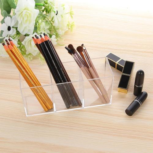 elysolpluv Clear Acrylic Silverware & Pen Organizer Caddy, Transparent Plastic Silverware Holder, Perfect for Office, Bedroom, and Bathroom Storage