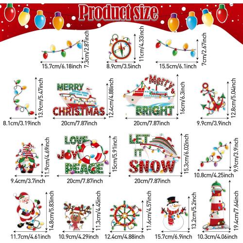Capoda 16 Pcs Christmas Cruise Door Magnets Merry Christmas Magnets Decorations Winter Holidays Magnetic Stickers for Car Ship Xmas Holiday Refrigerator Metal Door Garage Car Decor(Light Bulb)