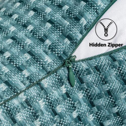 Kevin Textile Outdoor Waterproof Throw Pillow Covers Pack of 2 Weaving Texture Water Resistant Outside Decorative Cushion Covers for Garden Patio Tent Balcony Bench Couch Sofa 18x18 Inch, Teal