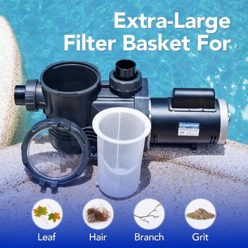 AQUASTRONG In/Above Ground Pool Pump Pure Copper Motor Energy Efficient High Flow Powerful Self Primming Swimming Pool Pumps with Filter Basket, Light Black‼️the product is new‼️