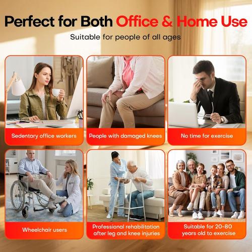 Under Desk Elliptical Machine, Electric Elliptical Leg Exerciser While Sitting for Seniors with Upgraded 15 Speeds & 12 Auto Mode, Forward & Reverse Direction, Quiet Portable Seated Pedal Exerciser