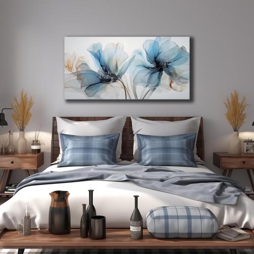 Flower Pictures Wall Decor For Bedroom Blue Canvas Wall Art For Office Women Modern Canvas Wall Art For Living Room