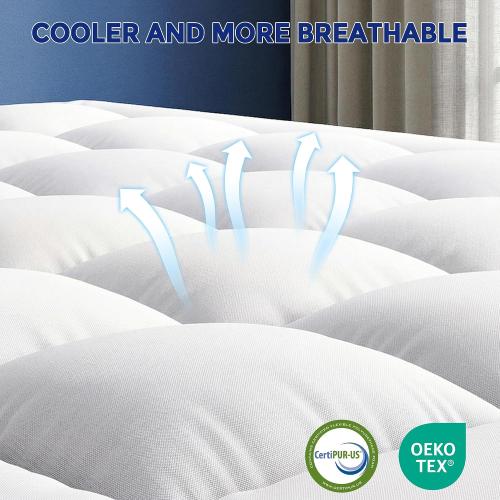 Vipfree King Dual Layer 4 Inch Memory Foam Mattress Topper, Relax Body, Relieve Pain and Aid Sleep - 2 Inch Fluffy Pillow Top King Mattress Topper and 2 Inch Cooling Gel Memory Foam, 2X Support
