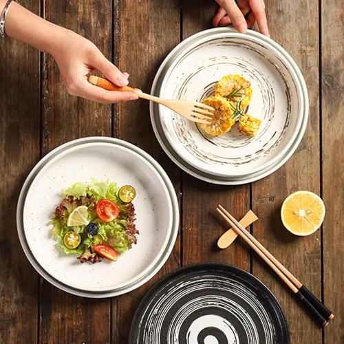 Ceramic Plates Flat, Simple Round Porcelain Plate, High-Temperature Fired Porcelain is Strong, Can Hold Pasta, Salad, Dishes,White,8in