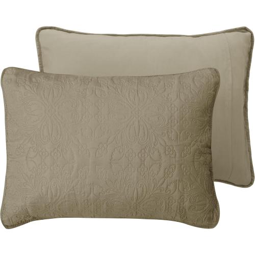 Easy-Going Reversible Quilt Set Full/Queen, Bedspread with 2 Shams | Damask-Beige/Beige, Lightweight Microfiber Bed Comforter, 1 Quilt   2 Pillow Shams, All-Season Coverlets for Bedroom