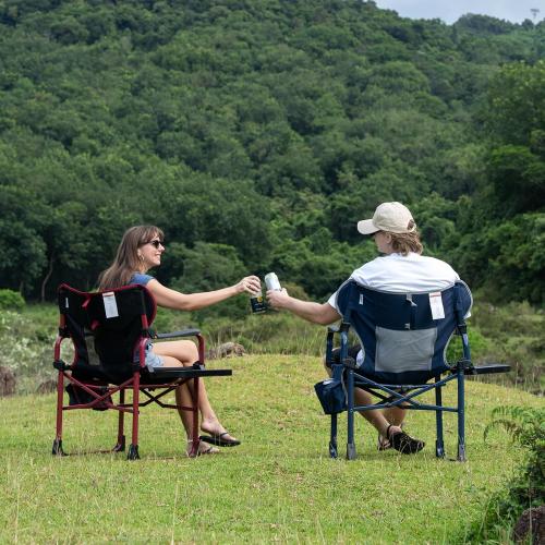 SUNNYFEEL Camping Directors Chair Aluminum Oversized Portable Folding Chair with Side Pocket and Adjustable Side Table for Beach, Fishing, Trip, Picnic, Lawn, Concert Outdoor Foldable Camp Chairs