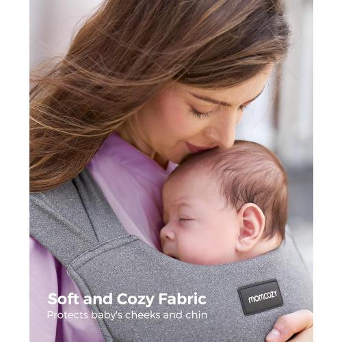 Momcozy Portable Baby Carrier – Compact & Lightweight, Adjustable for Travel, Fold & Go Convenient Storage Hip Pouch, Wide Shoulder Straps, Soft Skin-Friendly Fabric, for Babies 12–35 lbs (Grey)