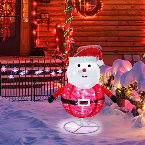 1.8ft Pre-Lit Light Up Santa Claus, 48 LED Outdoor Lighted Santa Claus Christmas Yard Decoration