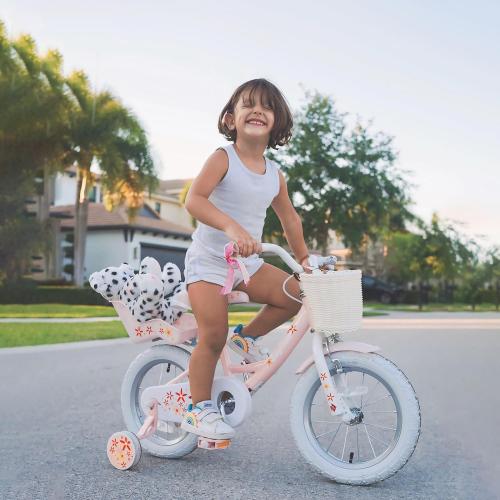 JOYSTAR Unicorn Kids Bike for Girls Ages 2-9 Years Old, 12 14 16 18 Inch Kids Bike with Training Wheels, Doll Seat, Streamers and Basket, Toddler Girls Bike, Multiple Colors