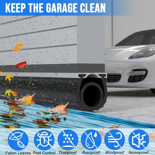 16.5 FT Garage Door Seals Bottom Rubber, Heavy Duty U O Ring Garage Door Bottom Seal with Aluminium Track Retainer Kit, Universal Garage Door Weather Stripping for Home Garage Protection