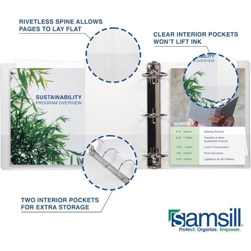 Samsill 3 Inch 3 Ring Binders, Economy Round Ring, Clear View Cover, 550 Sheet Capacity - for School, Home, Office - White, 12 Pack