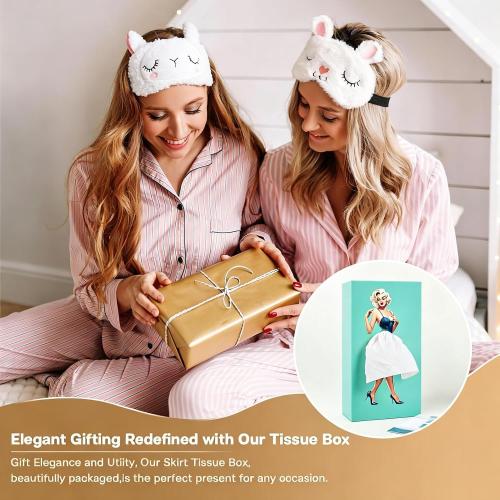 Skirt Tissue Box Holder, Charming and Cute Tissue Box Cover Rectangle Acrylic Tissue Box, Stylish Skirt Tissue Box Holder, Decorative Tissue Cover for Bathroom Toilet Bedroom Living Room Table Desk