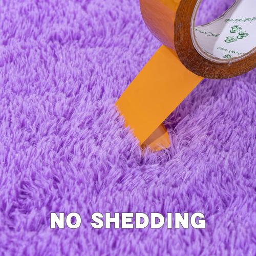 Purple Area Rug for Bedroom, Small 2x3 Rugs for Living Room Nursery Kids Room Dorm Home Decor Aesthetic, Fluffy Shaggy Rug with 4 Anti-Slip Carpet Tapes