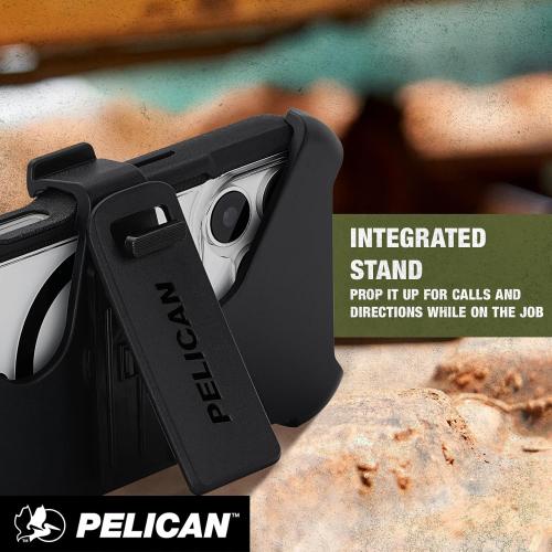Pelican Voyager iPhone 17 Pro Max Case [Compatible with MagSafe] Rugged Phone Case, 24ft Military-Grade Drop Protection - Heavy Duty Cover w/Belt Clip Holster for iPhone 17 Pro Max - Black/Clear