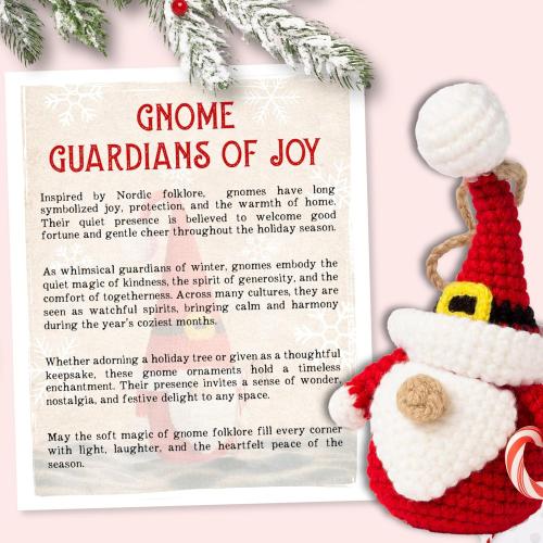 Gnome Ornaments - Gnome Christmas Ornament 2025 - Holiday Gnomes Ornaments for Christmas Tree - Gifts for Gnomes Lovers, Family, Friends - Crochet Ornament & Card