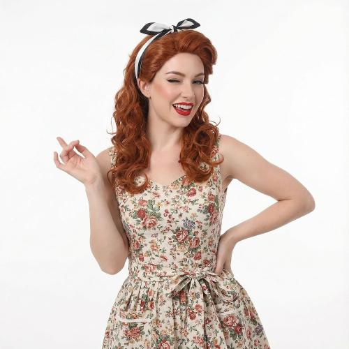 Black Long Curly Beehive Wig Vintage Wig with bangs for Women Costume Cosplay Fancy Dress 60s 70s Retro Wigs (reddish brown)