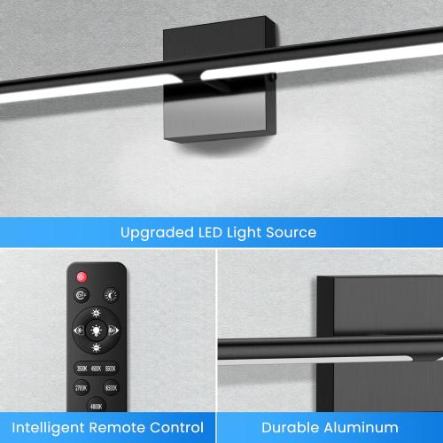 Modern Bathroom Vanity Light 40 inch, 22W Dimmable 6CCT Led Bathroom Light Fixture Over Mirror, Black Bar Vanity Light for Mirror FCC Certificated