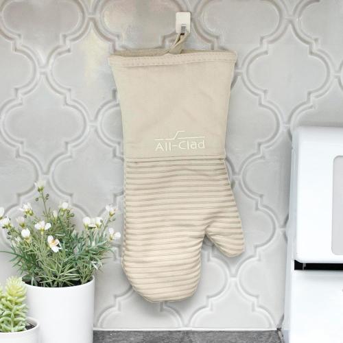 All-Clad Silicone Oven Mitts: Heat Resistant up to 500 Degrees - 100% Cotton & Silicone, 14x7 Oven Mitt for Kitchen and Barbeque, 2-Pack, Almond