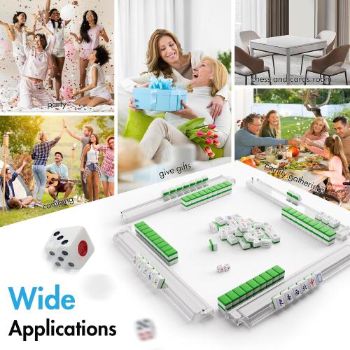Mahjong Racks with Pushers Set of 4, All-in-One Non-Slip Mahjong Pushers and Racks American Mah Jongg Accessories, Modern Clear Design for Game Nights & Gatherings
