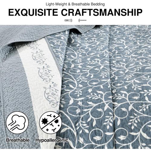 DDUOXIN Lightweight King Bedspread 120x120 - 100% Cotton Reversible Oversized King Quilt