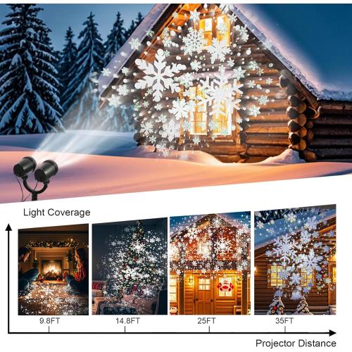 Outdoor Christmas Decorations Christmas Double Head Snowflake Projector Lights,Christmas Projector Lights IP65 Waterproof Adjustable Christmas Decorations Indoor for Patio Wall Window