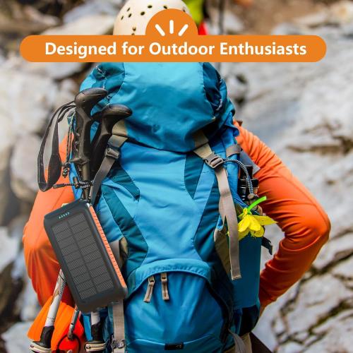 Solar Charger Power Bank 49800mAh, Portable Solar Phone Charger with 2 USB-A & USB-C Ports, 15W Fast Charging for iPhone, Samsung and More, Dual Flashlightfor Camping, Travel & Emergency Backup