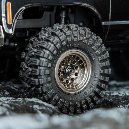 Color Black and Grey INJORA 1.0 Beadlock Wheel Rims Black Coating Brass Rims for 1/24 1/18 RC Crawler Car Axial SCX24 AX24 TRX4M FCX24, 39g(Grey)