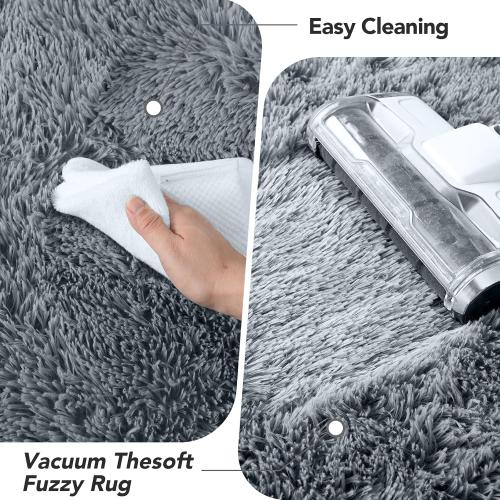 Fluffy Area Rugs for Bedroom 5x7: Shag Rugs for Bedroom - Living Room Area Rug 5x7 Grey Plush Fuzzy Soft Carpet - Teenage Room Dorm Decor Carpets