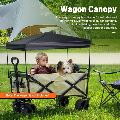 Wagon Canopy Cover, Garden Portable Outdoor Push Awning, Stroller Canopy for Garden Wagon, Shopping, Camping, Fits Folded and Collapsible Wagons,24.4 × 46.5 Inch