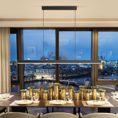 LED Linear Pendant Lights, 39in Island Lighting Fixture 3000k-6000K Dimmable, Chandelier Lamp for Kitchen Dining Room Pool Table Office Bar Garage Workbench