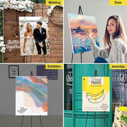 Display Black Easel Stand for Wedding Sign, Artist Instant Tripod Collapsible Portable Floor Easel for Posters, 63 Adjustable Easy Folding Metal Stand for Display Show, Arts, Painting