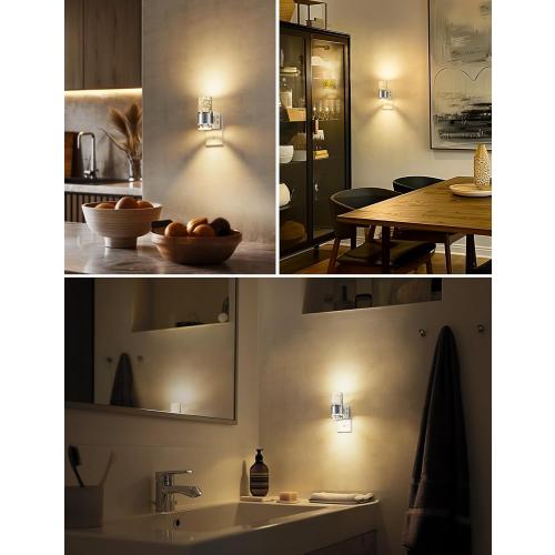 L LOHAS LED Night Light,Dimmable Night Lights Plug into Wall, 2 Pack Acrylic Nightlights with 0-100 LM Adjustable Brightness, 3000K Plug in Night Light with Dusk to Dawn Sensor, for Bathroom Hallway